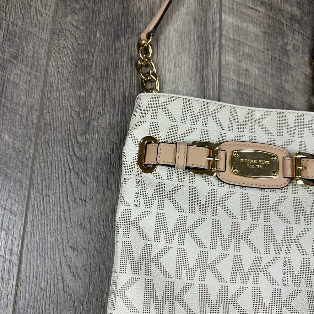 Michael Kors Cream Print Satchel - Picture 11 of 13
